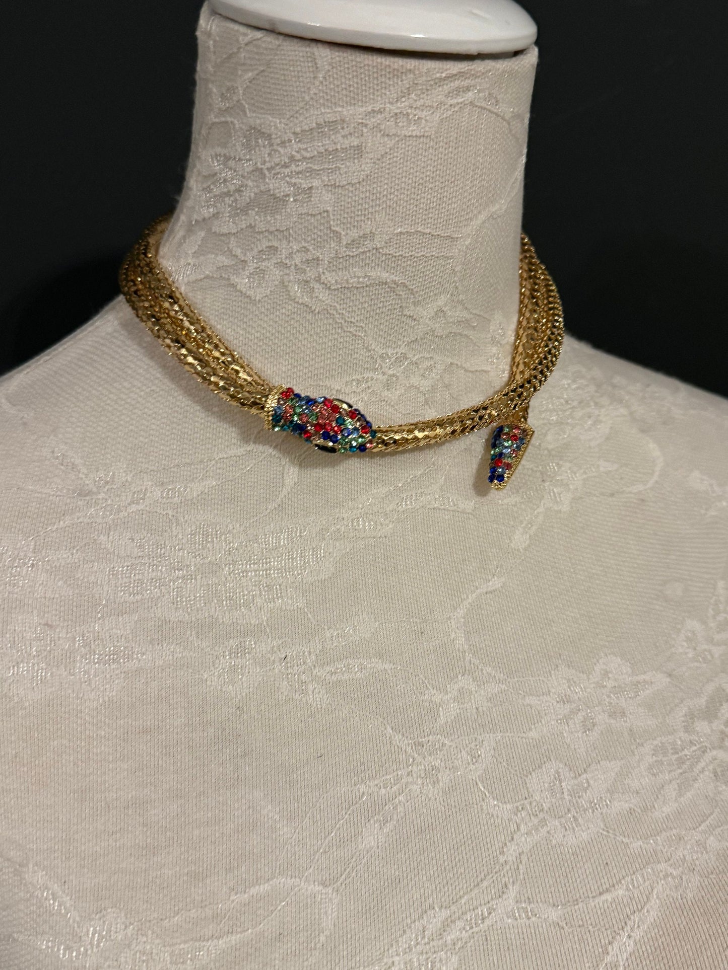 Snake Necklace, Choker Necklace, Rhinestone Snake, Gold, Silver, Premium Quality, FAN Design, Accessory, Gift