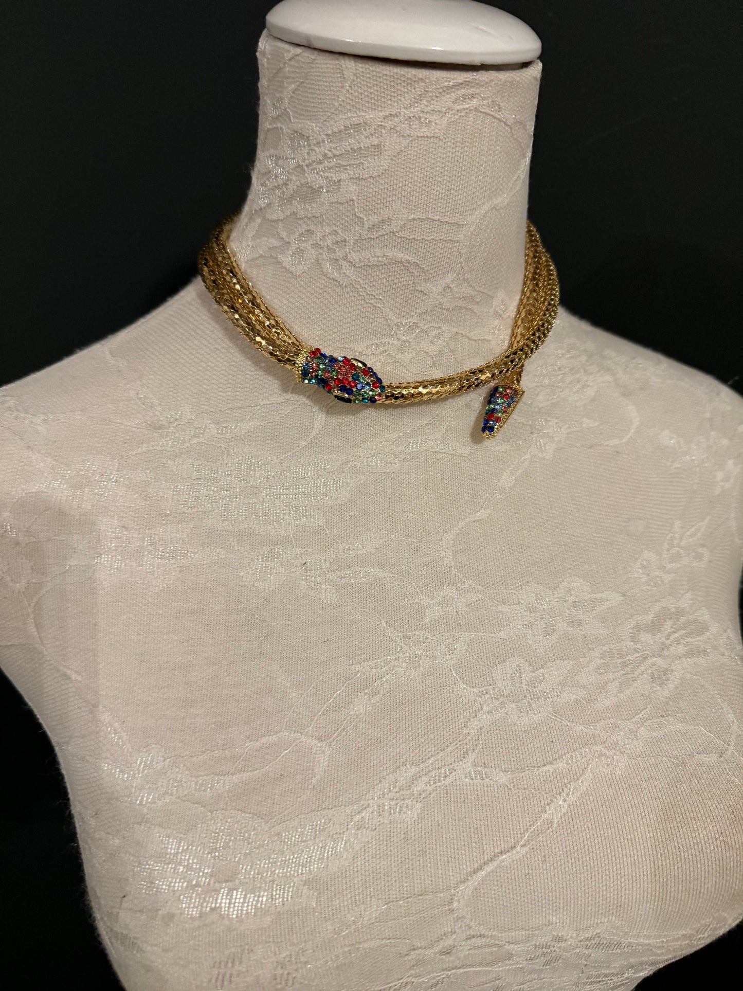 Snake Necklace, Choker Necklace, Rhinestone Snake, Gold, Silver, Premium Quality, FAN Design, Accessory, Gift