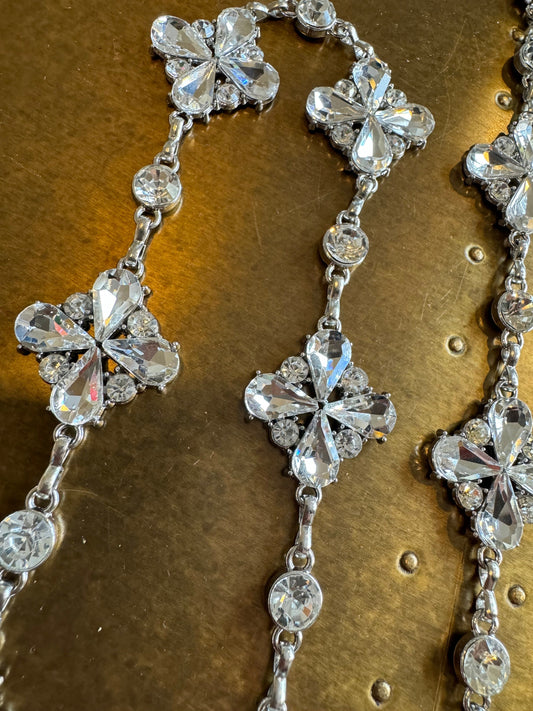 3cm Wide, Diamanté Chain Trim, Rhinestone, Silver Crystals, Fashion, Diamanté Trim, Rhinestones, Bridal, Weddings, Cards, Belts, Straps