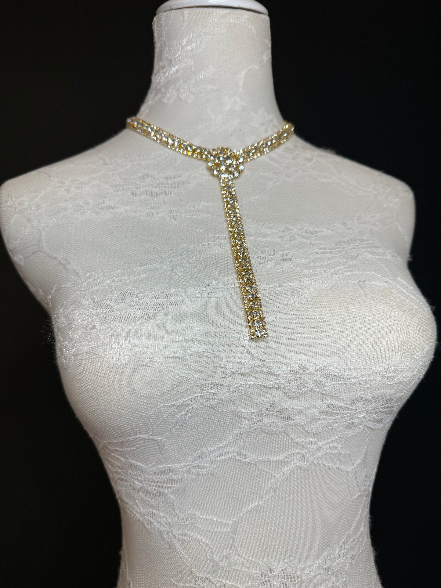 Rhinestone Diamanté Fan Necklace, Premium Quality