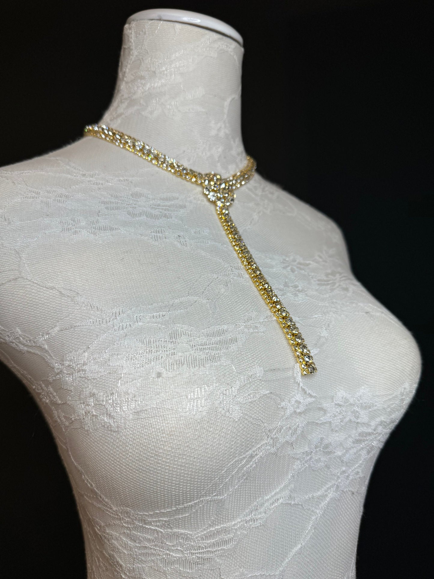 Rhinestone Diamanté Fan Necklace, Premium Quality