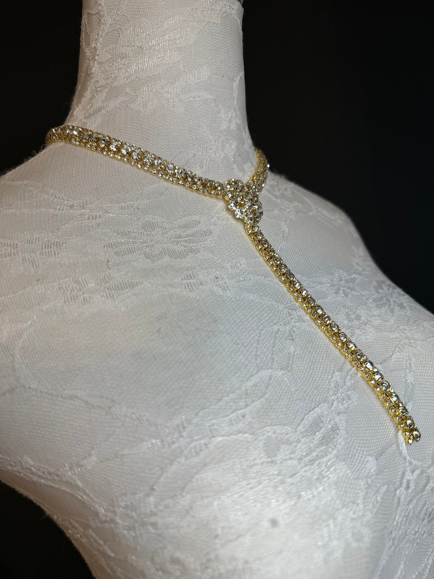 Rhinestone Diamanté Fan Necklace, Premium Quality