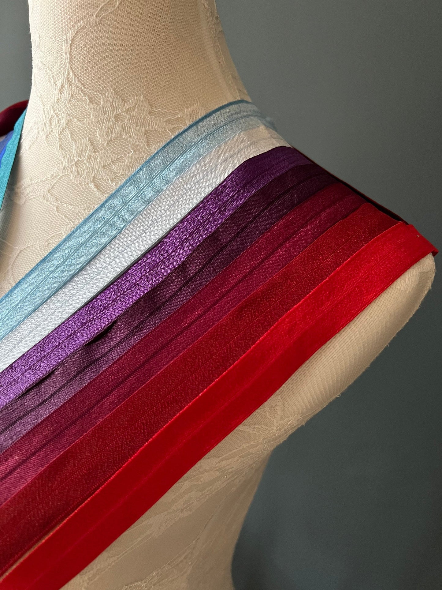 18mm Fold Over Elastic, 27 Colours, Folding Elastic, Satin Binding,Shiny Sewing elastic, Headbands, Swimwear, Lingerie, Underwear
