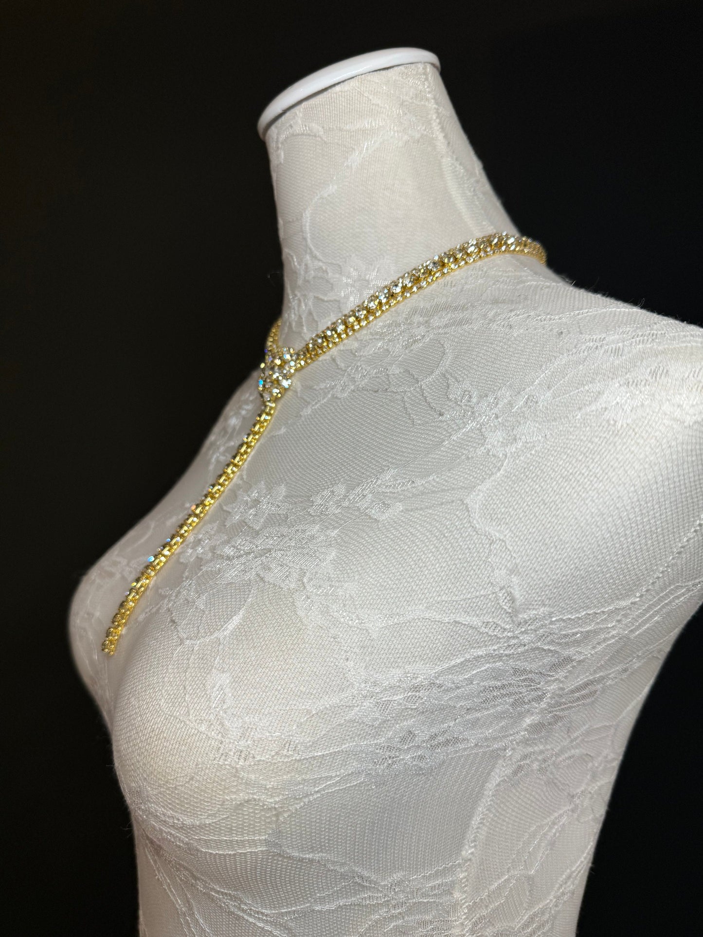 Rhinestone Diamanté Fan Necklace, Premium Quality