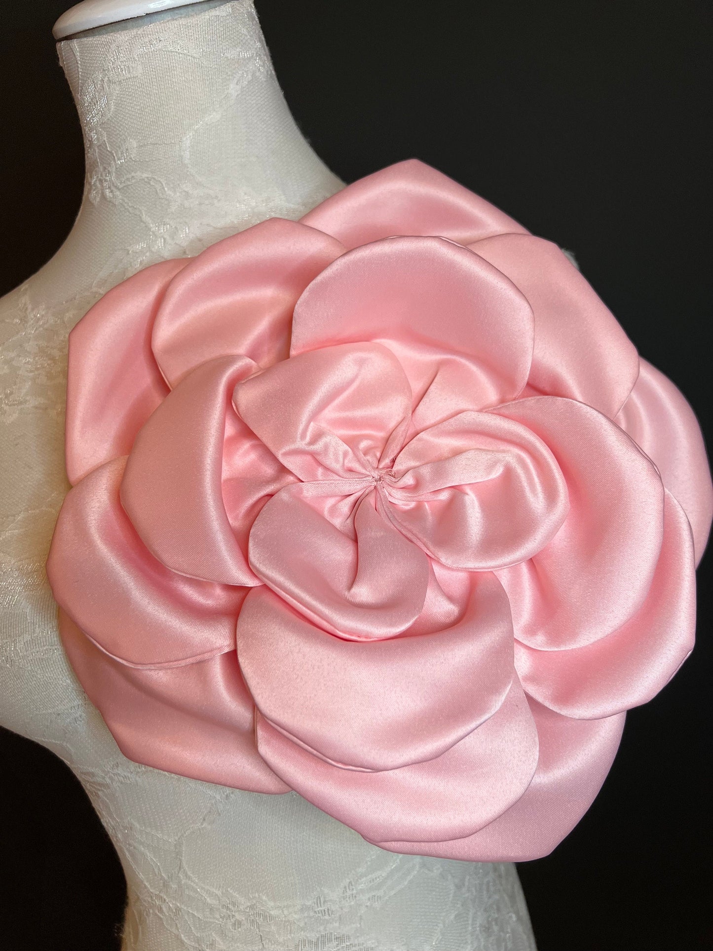 Oversized Large Corsage Flower, Light Pink, 9 colours, 11” Wide, 27cm, Pin on Corsage, Bridal, Clothing, Dress, Hat, Accessory, FAN Design