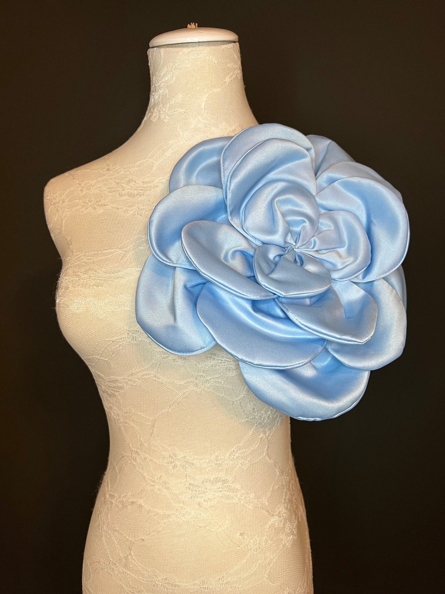 Oversized Large Corsage Flower, Pale Blue, 9 colours, 11” Wide, 27cm, Pin on Corsage, Bridal, Clothing, Dress, Hat, Accessory, FAN Design