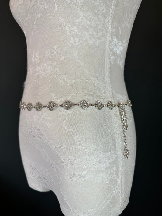 X-long Belt, Silver Rhinestone Ring Belt, Teen Sizes, Size 18”-60”, Fan Design, Fan Collection, Gift, Fashion Accessory, Bridal, Swimwear
