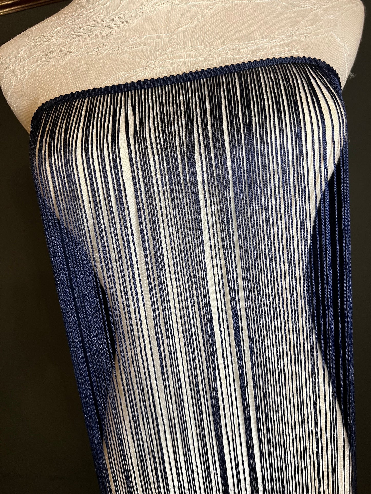 Navy 40" Wide Dense Fringe Trim, 27 Colour Options