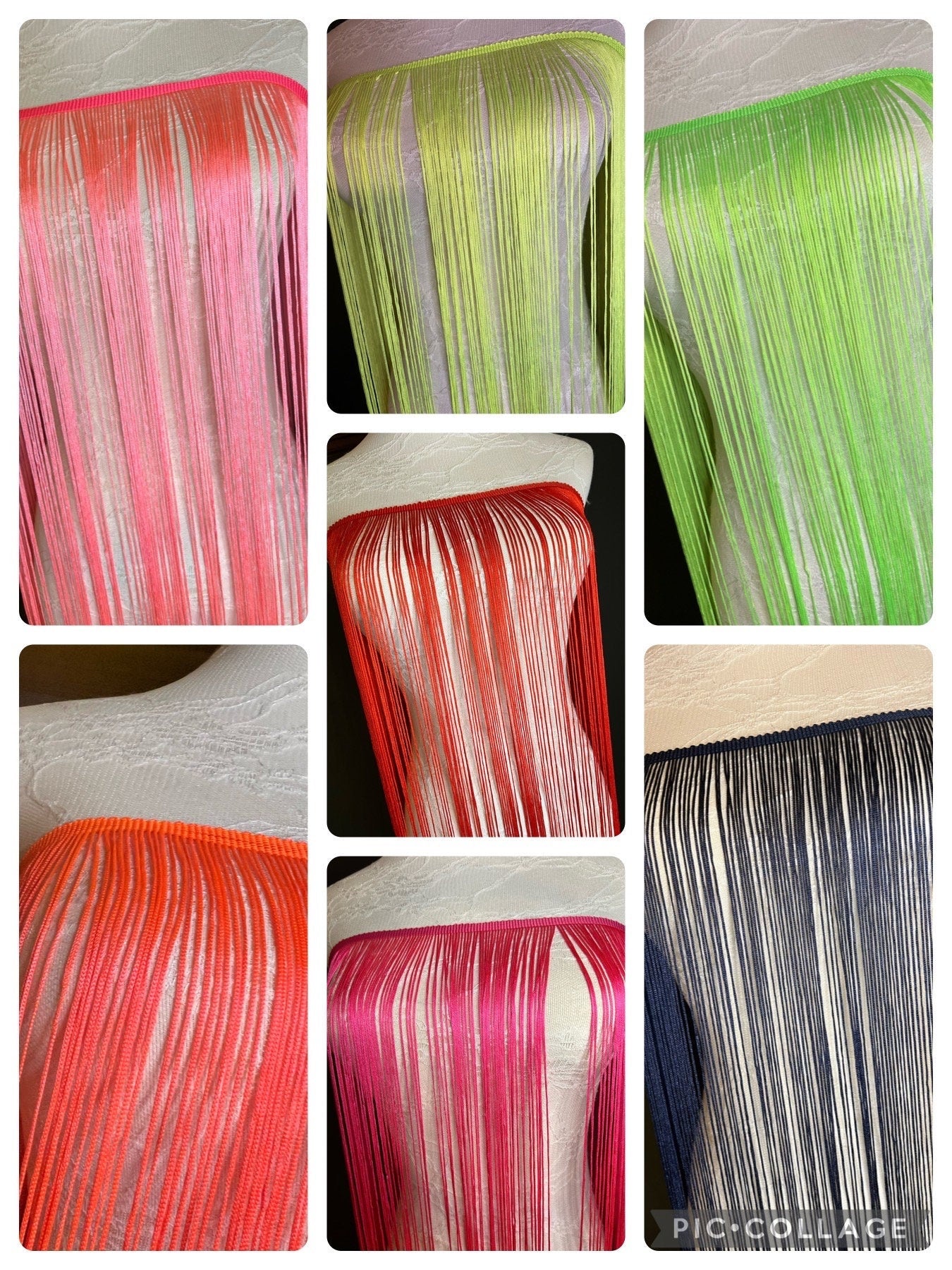 Navy 40" Wide Dense Fringe Trim, 27 Colour Options