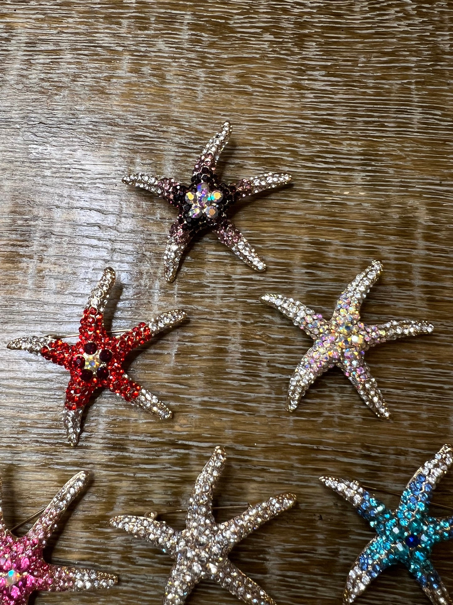6cm Starfish Rhinestone Brooch Pin, 9 colours, Gold, Silver, Multicolour, FAN Design, Gift, Accessory, FAN Design, 2.5” Size Brooch,Swimwear