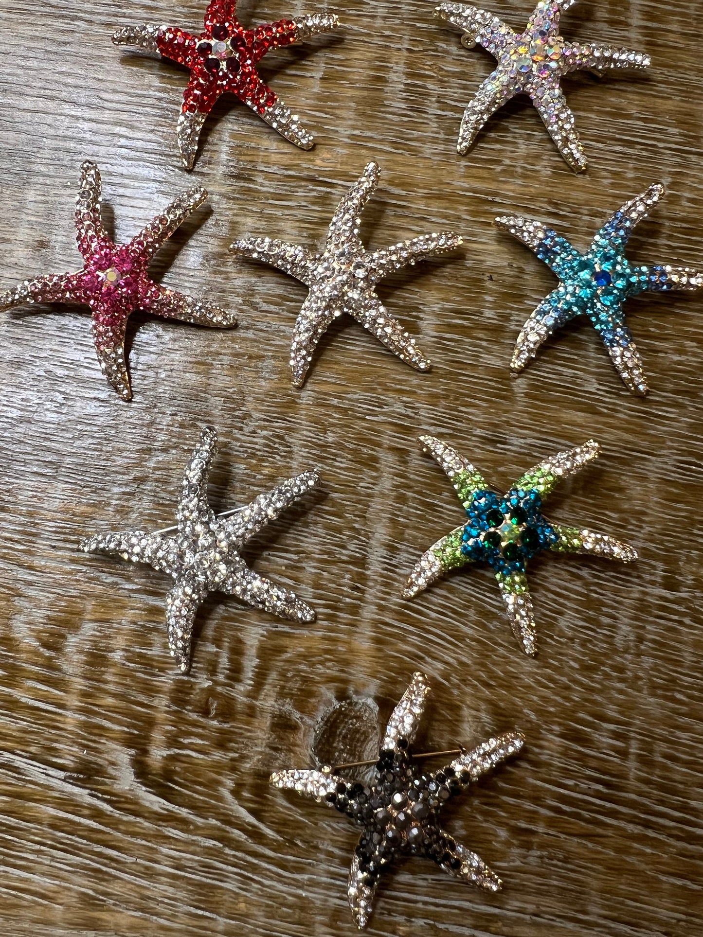 6cm Starfish Rhinestone Brooch Pin, 9 colours, Gold, Silver, Multicolour, FAN Design, Gift, Accessory, FAN Design, 2.5” Size Brooch,Swimwear