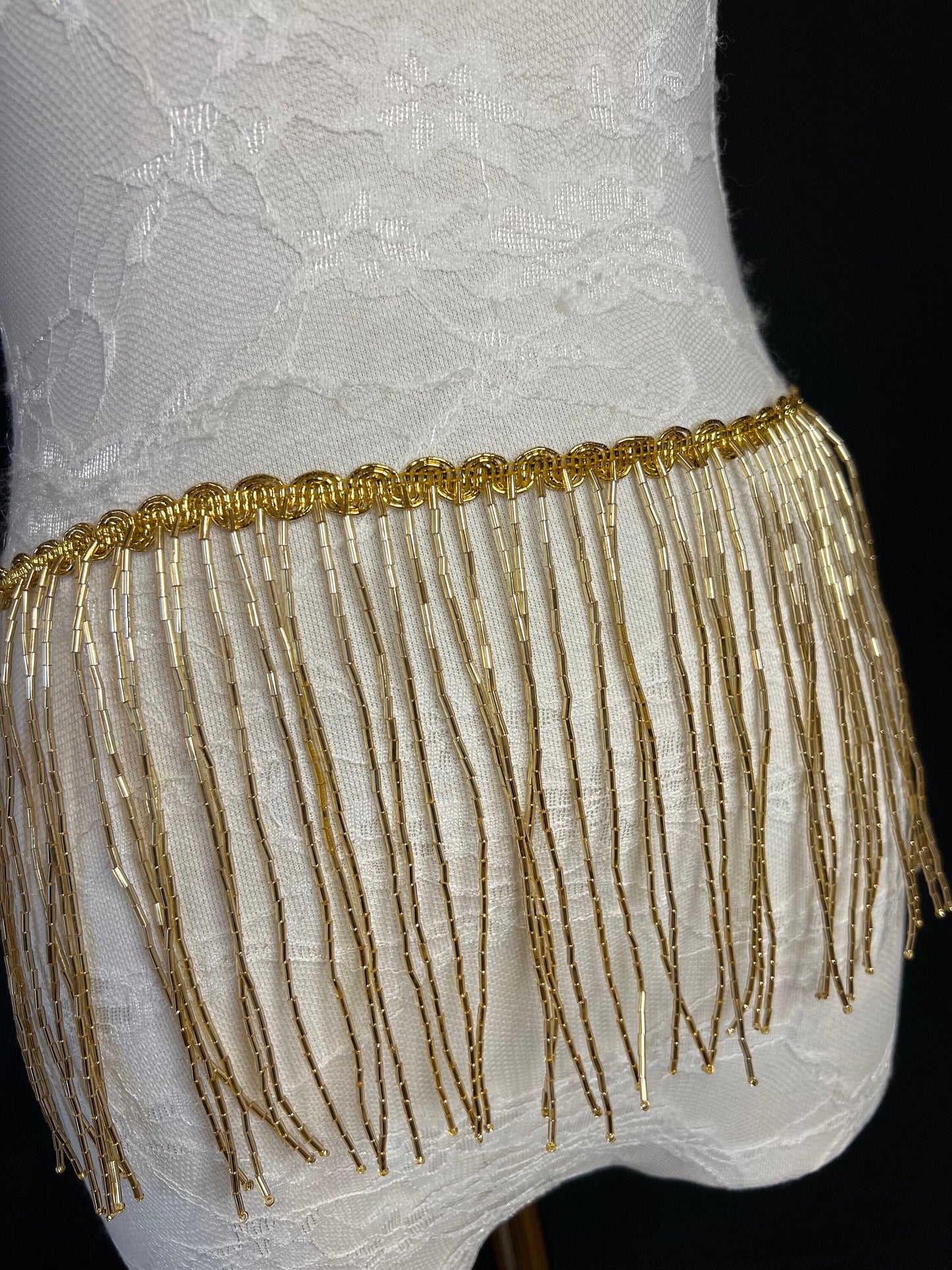 X-long Belt, Glass Beaded Fringe Belt, 8 colours, Sizes 18 to 60 inch, FAN Design, Fashion, Costume, Dance, Festival, 6” Wide Belt