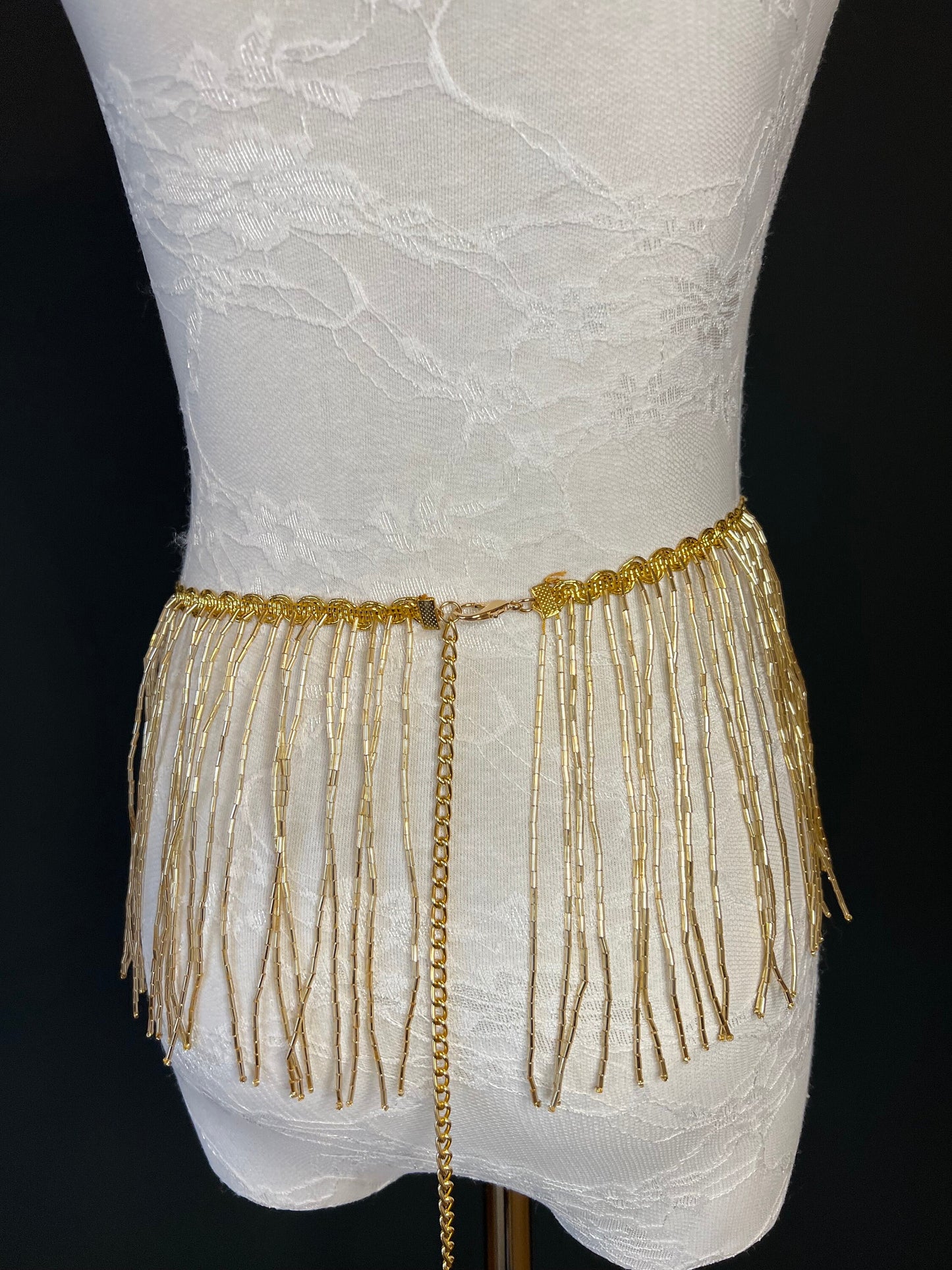 X-long Belt, Glass Beaded Fringe Belt, 8 colours, Sizes 18 to 60 inch, FAN Design, Fashion, Costume, Dance, Festival, 6” Wide Belt