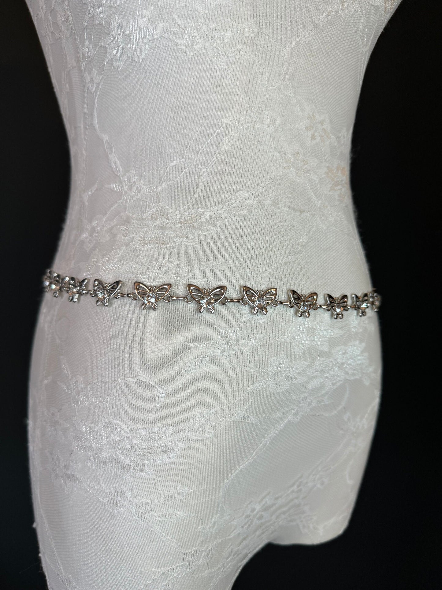 X-long Belt, Butterfly Rhinestone Belt, Teen Sizes, Size 18”-60”, Fan Design, Fan Collection, Gift, Fashion Accessory, Bridal, Swimwear