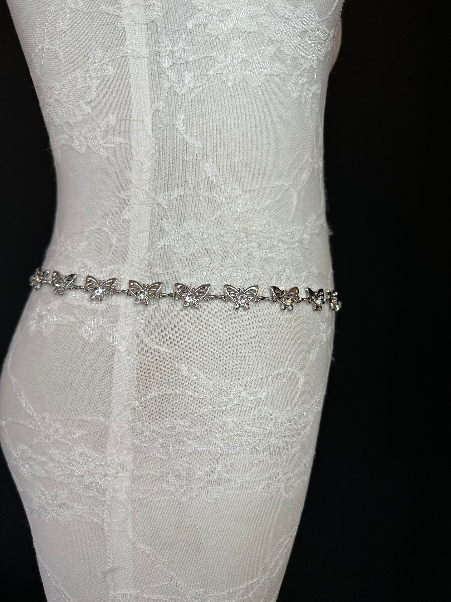 X-long Belt, Butterfly Rhinestone Belt, Teen Sizes, Size 18”-60”, Fan Design, Fan Collection, Gift, Fashion Accessory, Bridal, Swimwear