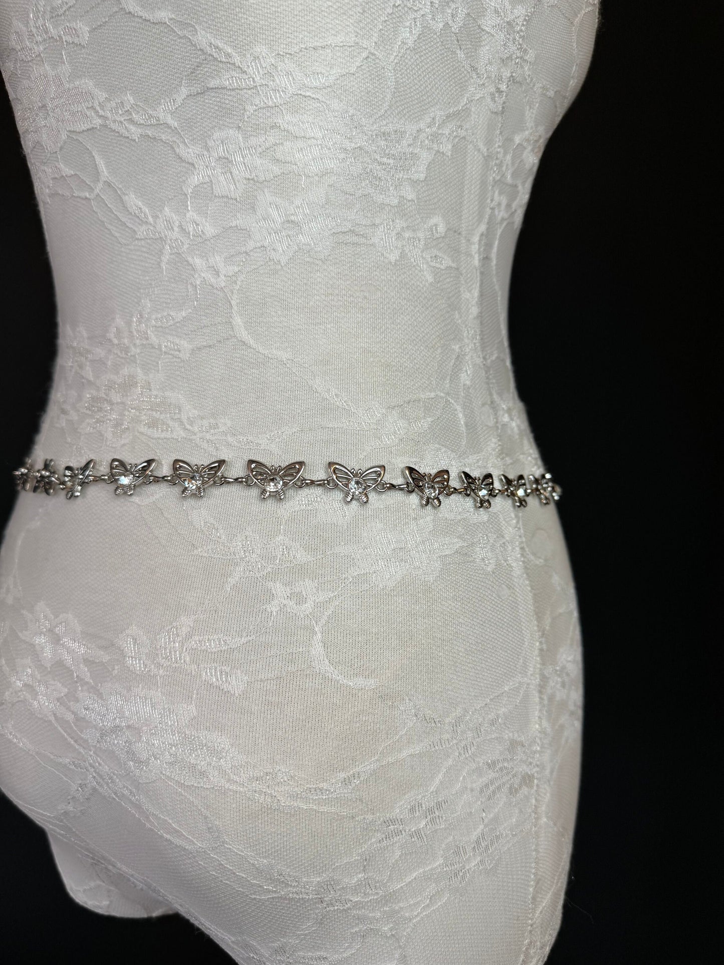 X-long Belt, Butterfly Rhinestone Belt, Teen Sizes, Size 18”-60”, Fan Design, Fan Collection, Gift, Fashion Accessory, Bridal, Swimwear