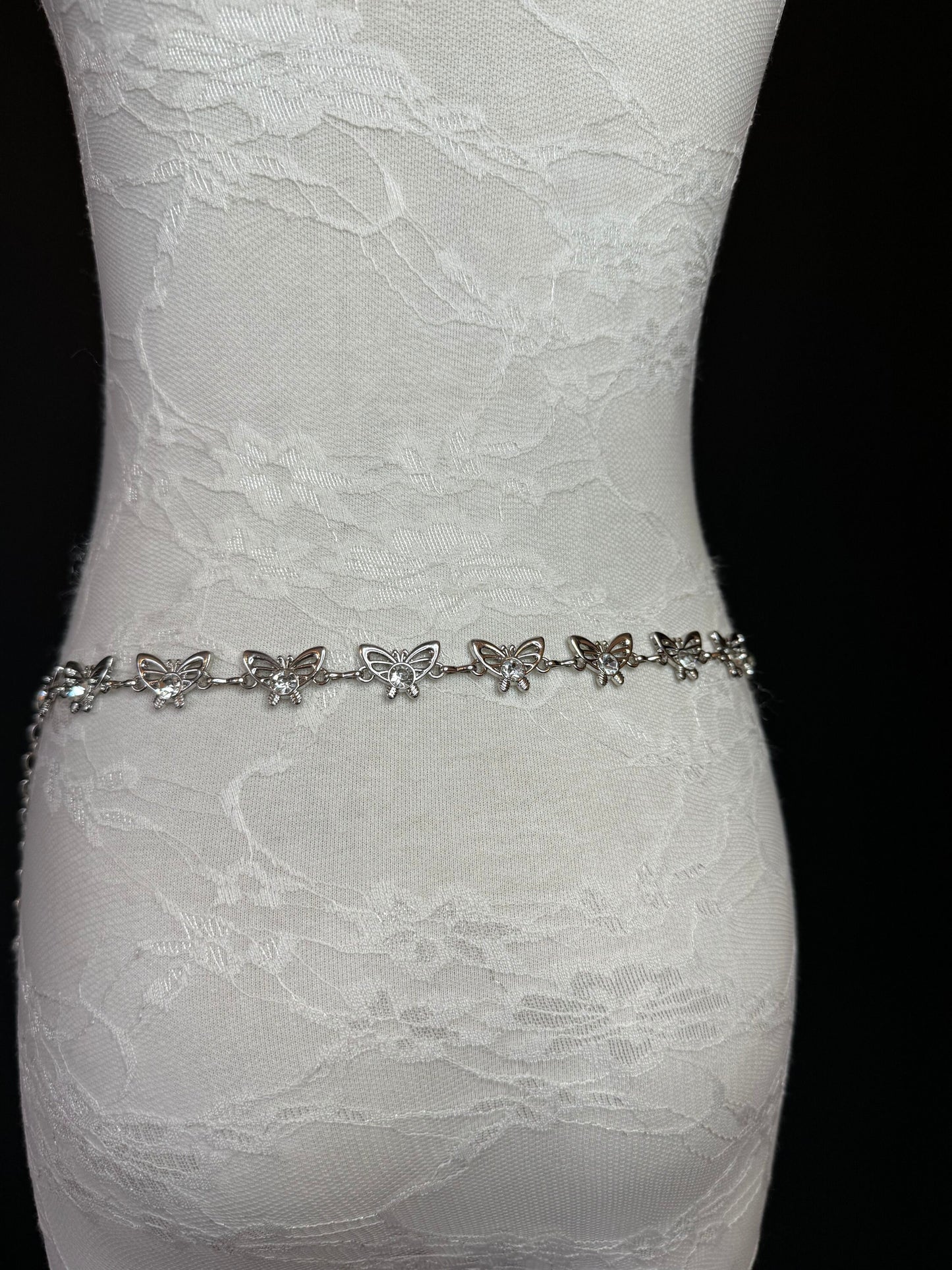 X-long Belt, Butterfly Rhinestone Belt, Teen Sizes, Size 18”-60”, Fan Design, Fan Collection, Gift, Fashion Accessory, Bridal, Swimwear