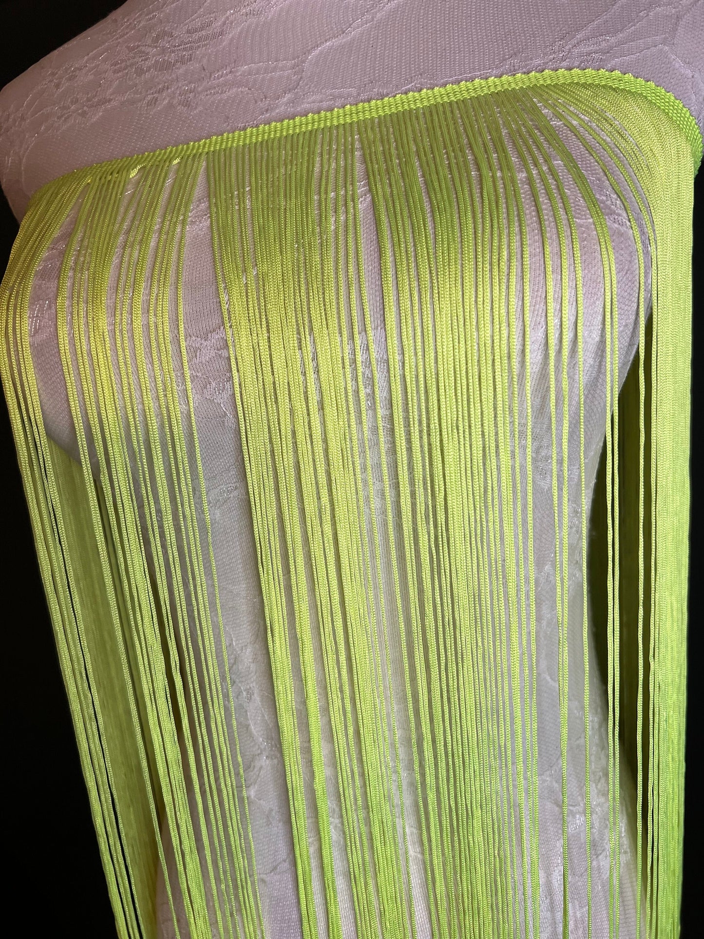 40" Wide Dense Fringe Trim, Fluorescent Yellow, 27 Colour Options
