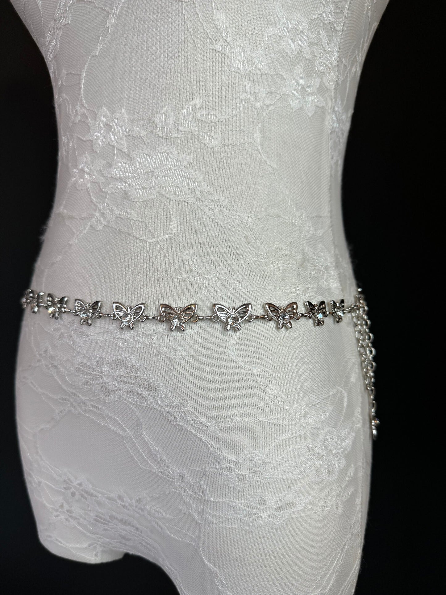 X-long Belt, Butterfly Rhinestone Belt, Teen Sizes, Size 18”-60”, Fan Design, Fan Collection, Gift, Fashion Accessory, Bridal, Swimwear
