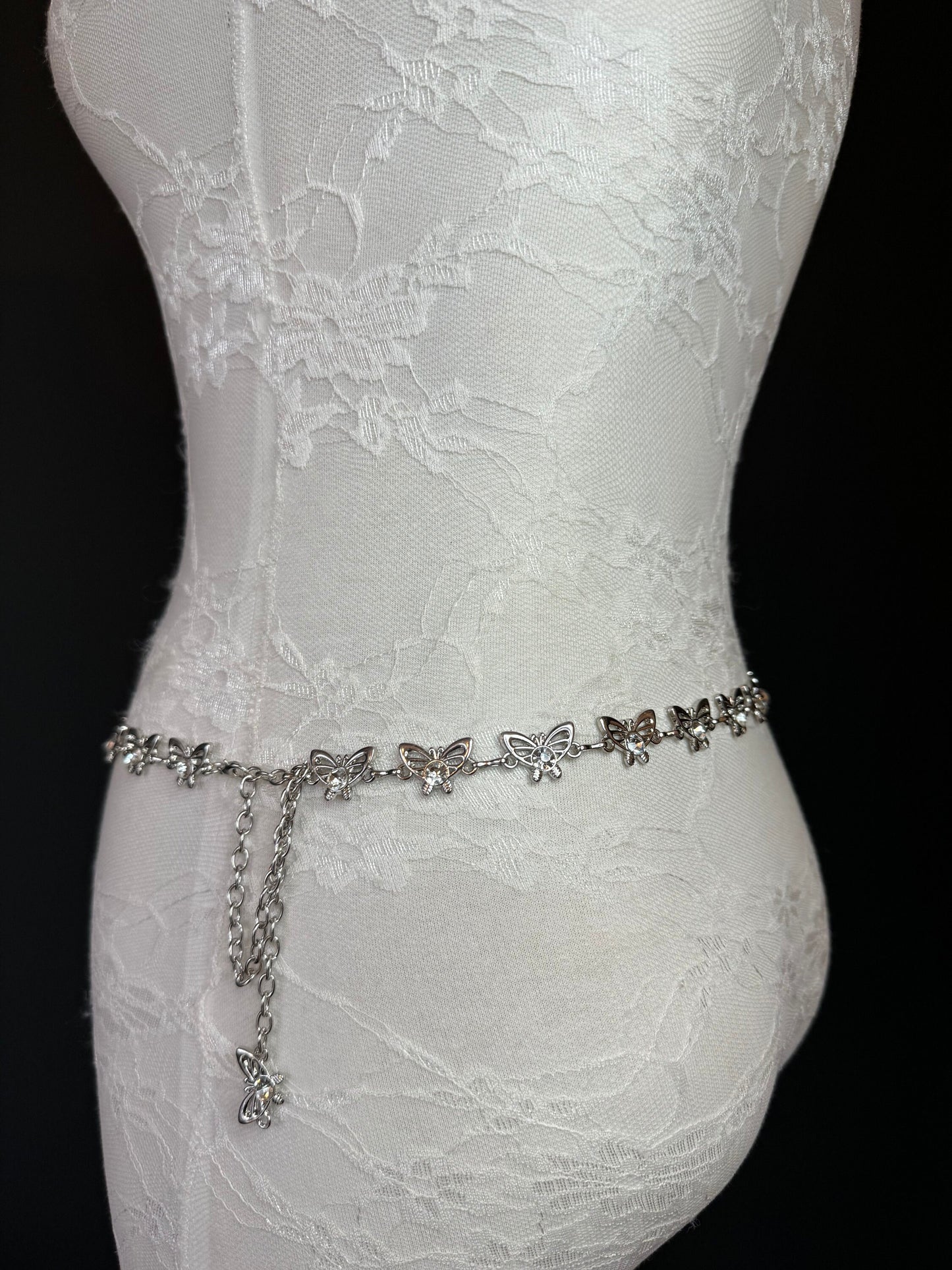 X-long Belt, Butterfly Rhinestone Belt, Teen Sizes, Size 18”-60”, Fan Design, Fan Collection, Gift, Fashion Accessory, Bridal, Swimwear