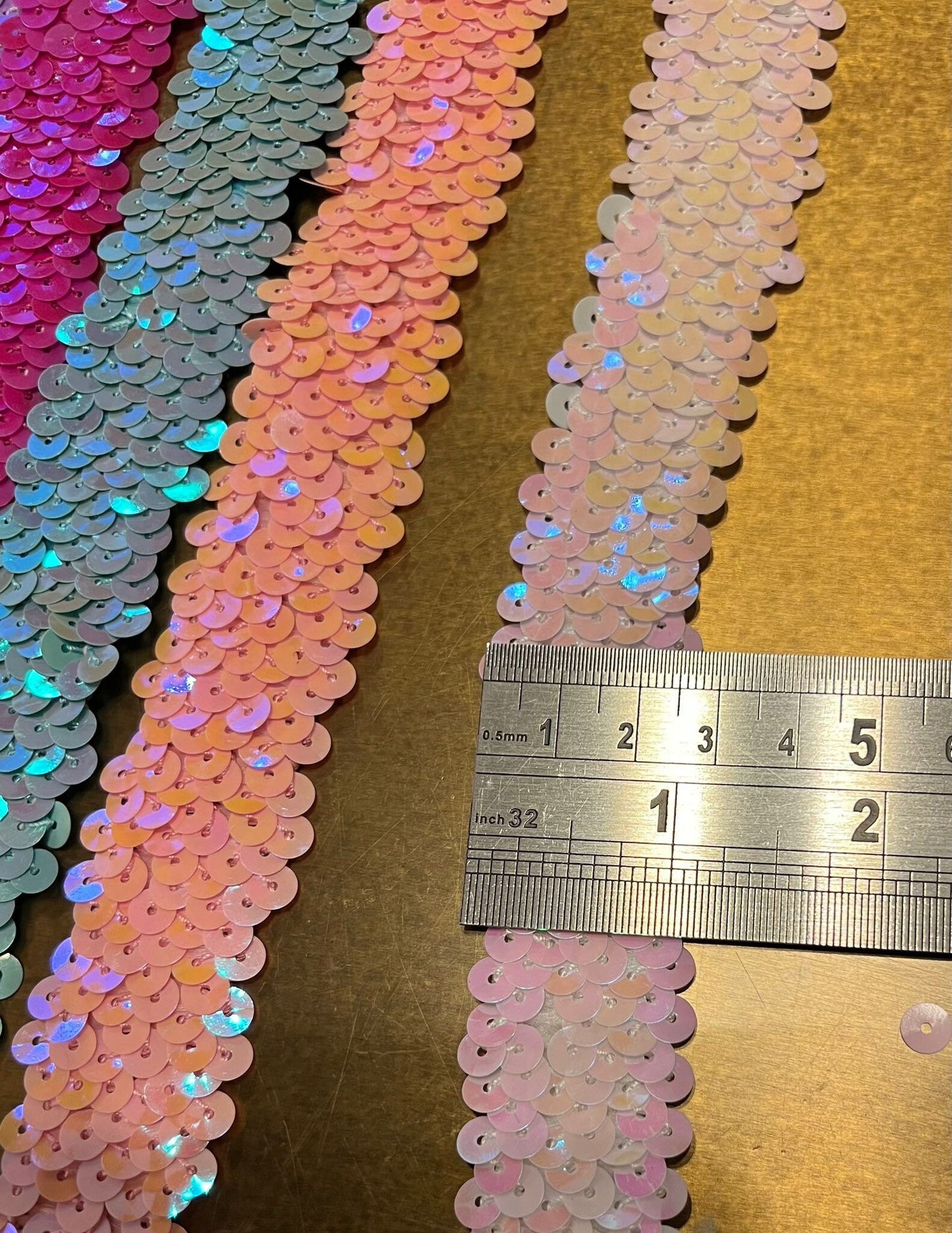 3cm Wide, 3 row Stretch sequin trim, colours, craft,costume, Elasticated sequins, Quality sequins elastic, 30mm wider 3 row sequins,Headband