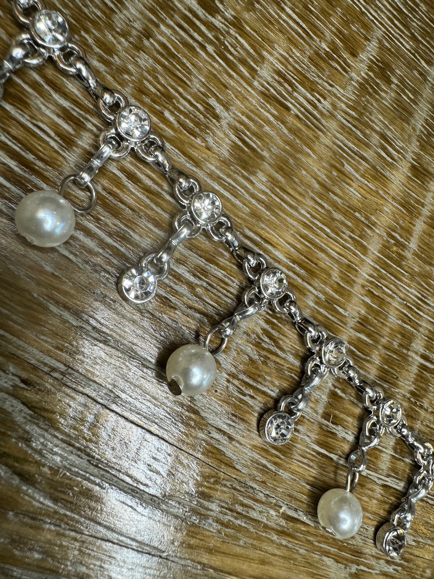 Rhinestone Pearl Chain Fringe Trimming, Silver Diamanté Chain, Bridal, Clothing, Crafts, Handbag, Bags