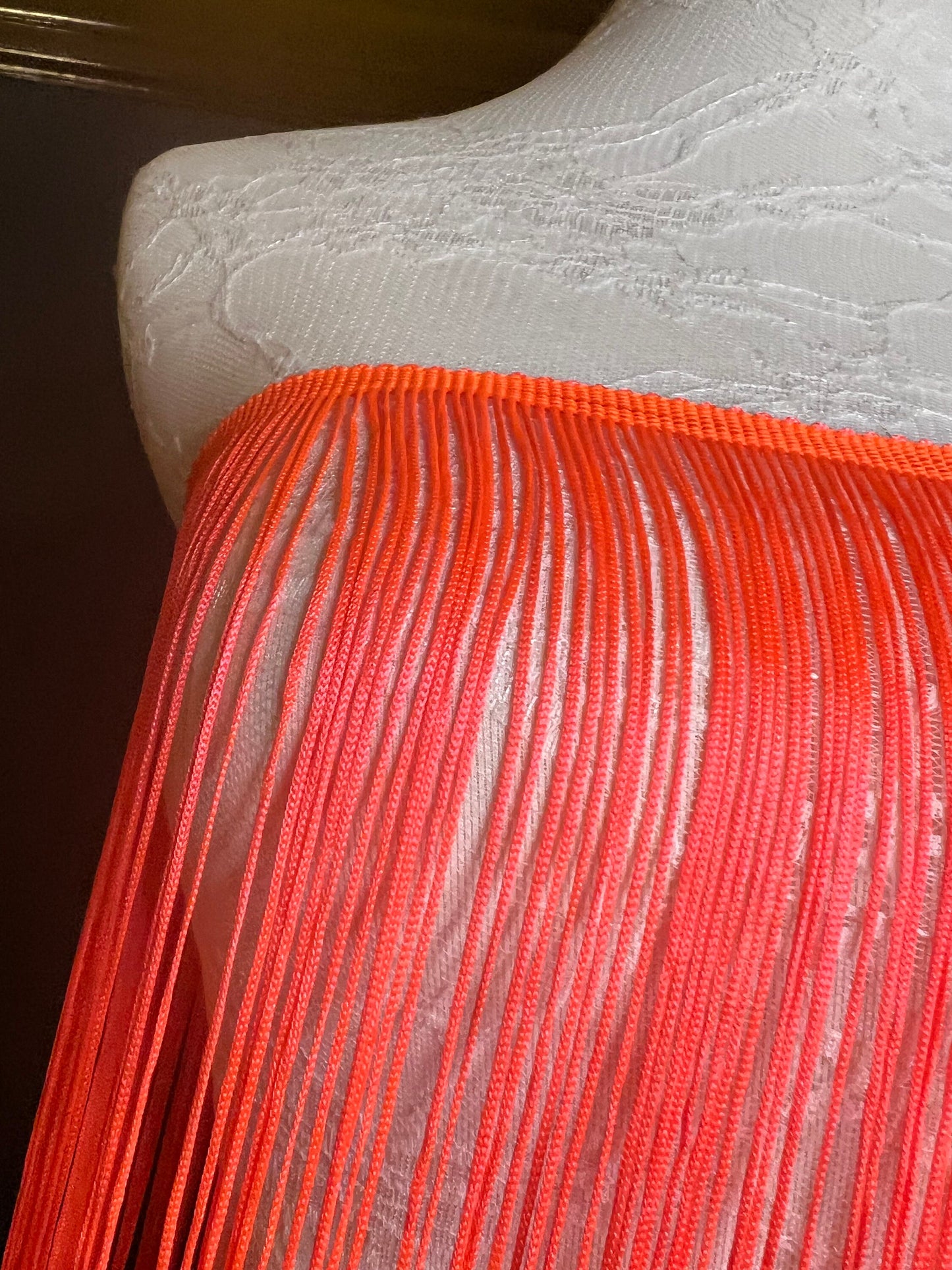 40" 100cm Wide Dense Fringe Trim, Fluorescent Orange, 27 Colours Available