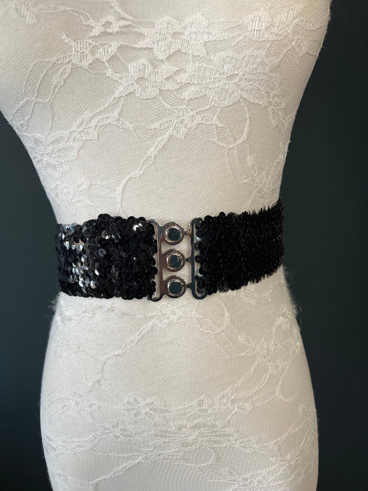X-long 2” Wide Sequin Stretch Belt - Waist Sizes 18-60 inch, 9 Colours, Hand crafted, FAN Design, Partywear, Fashion Belt, Sequins Belt