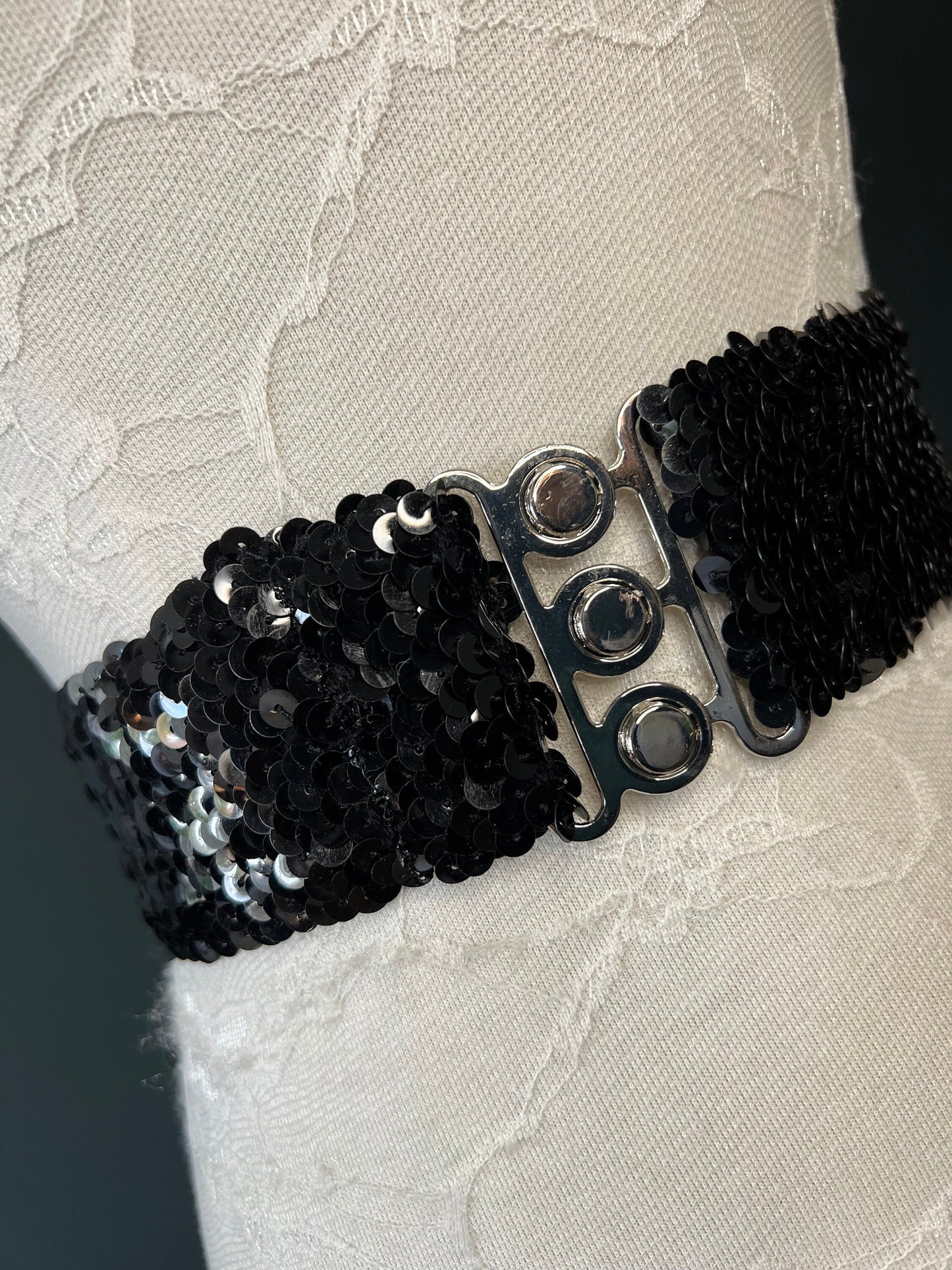 X-long 2” Wide Sequin Stretch Belt - Waist Sizes 18-60 inch, 9 Colours, Hand crafted, FAN Design, Partywear, Fashion Belt, Sequins Belt