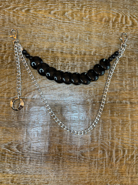 Jeans Chain, Punk Chain, Fashion Jeans Chain, Silver Jeans Chain, Beaded Design Jeans Chain, Two row, FAN Design, Gift, Accessory, Bags