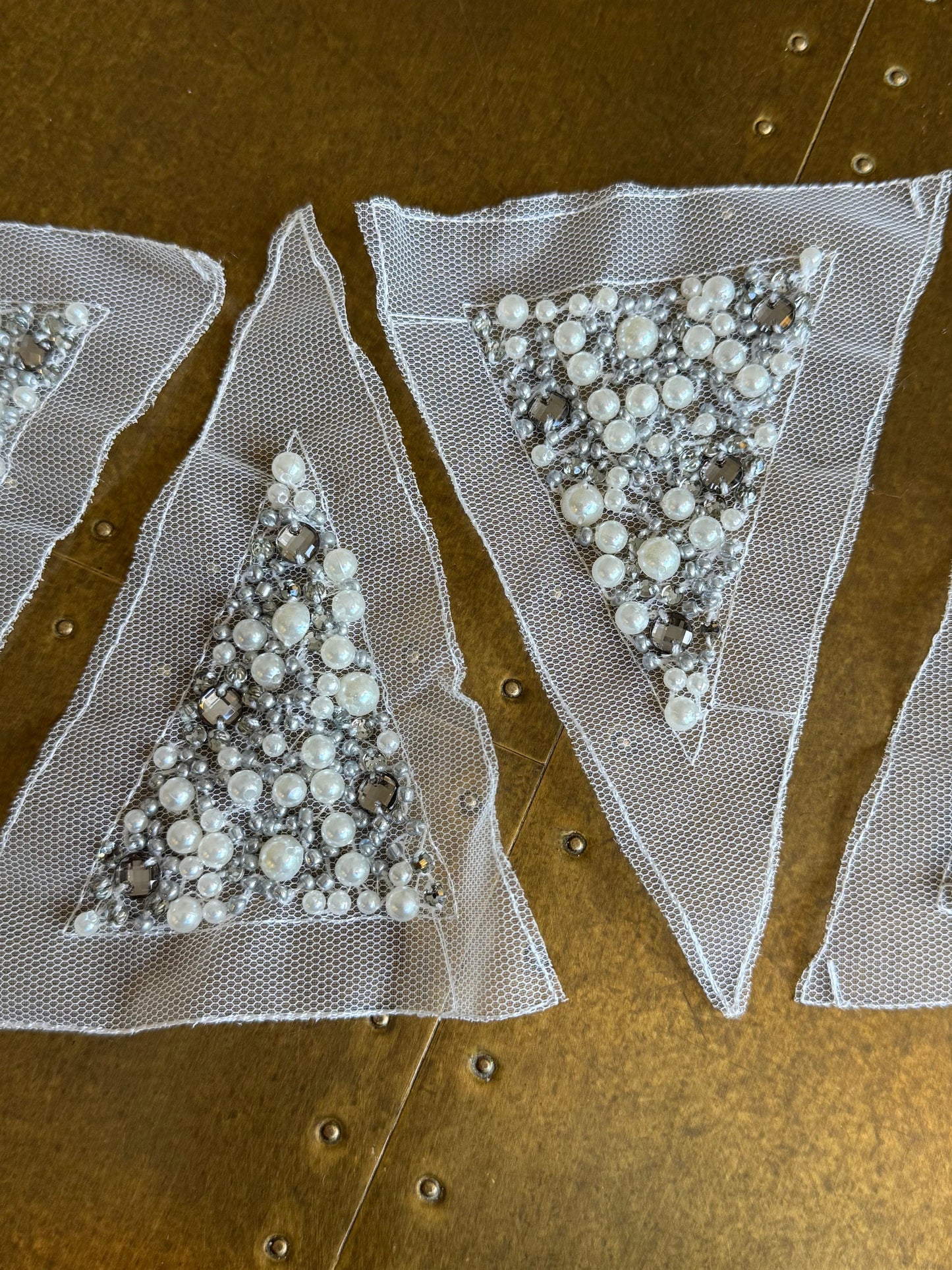 Pearl Beaded Motif, Shoulder Motif, Sew on, Vintage Style, Bridal, Costumes, Clothing, Dresses, Art, Crafts, Tops