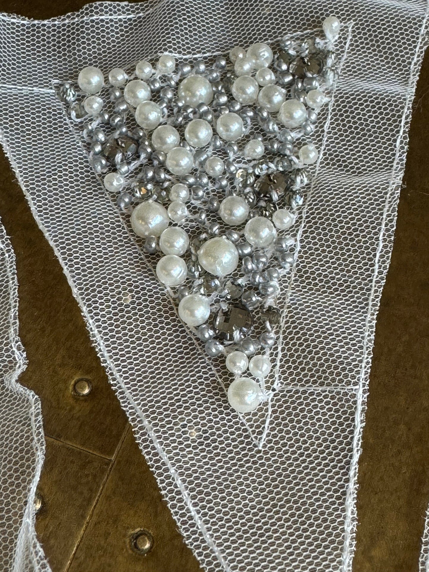 Pearl Beaded Motif, Shoulder Motif, Sew on, Vintage Style, Bridal, Costumes, Clothing, Dresses, Art, Crafts, Tops