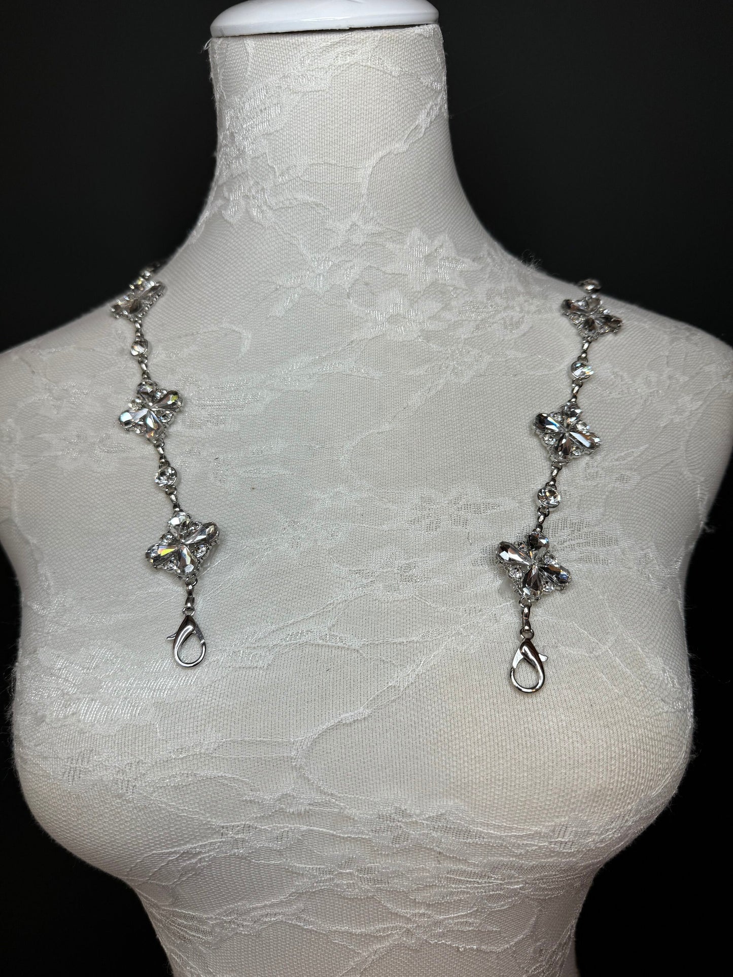 Jeweled Silver Metal Chain Straps, Replacement Bra Straps