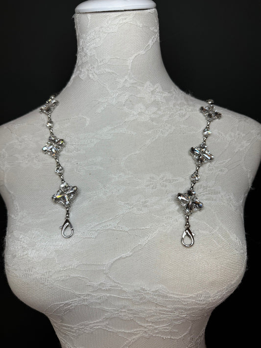 Jeweled Silver Metal Chain Straps, Replacement Bra Straps