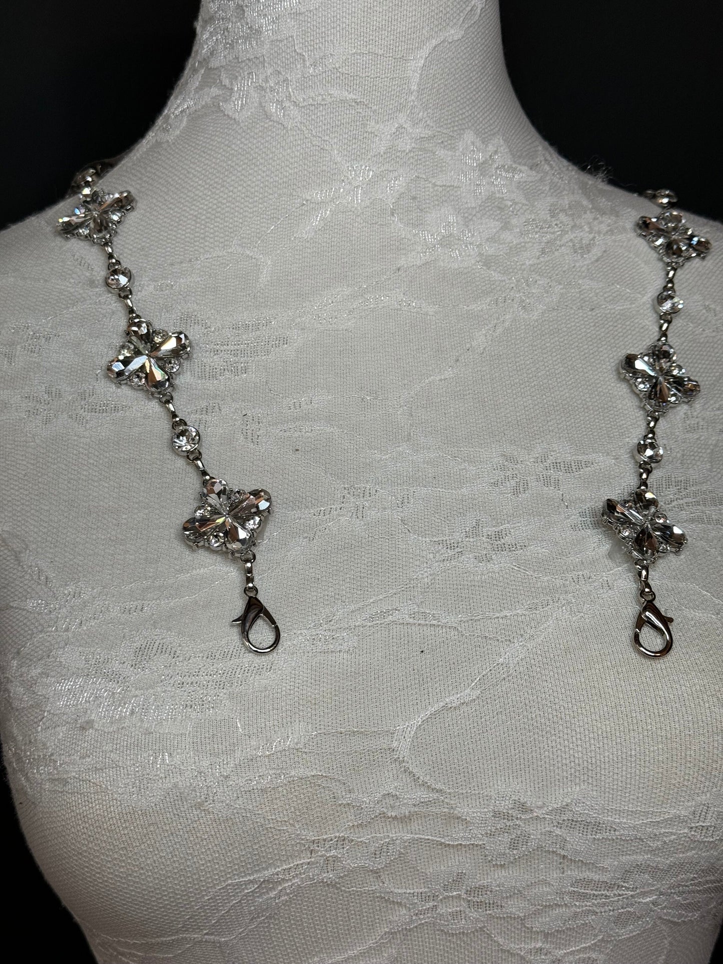 Jeweled Silver Metal Chain Straps, Replacement Bra Straps
