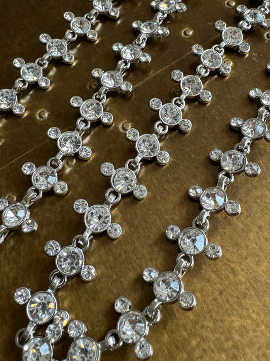 Diamanté Trim, 2cm Wide Rhinestone Chain, Wedding, Bridal, Silver, Headwear, Fashion, Jewel Trimming, High Quality, Jewel, Silver Diamanté