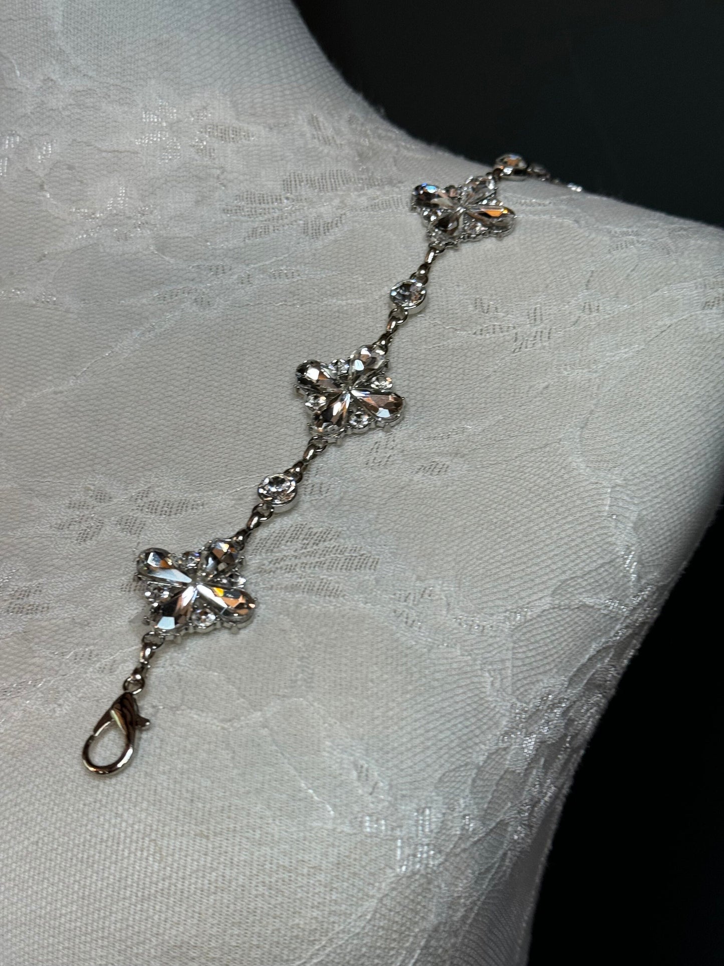 Jeweled Silver Metal Chain Straps, Replacement Bra Straps