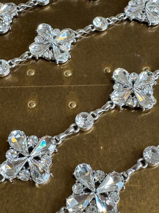 Diamanté Trim, 3cm Wide Rhinestone Chain, Wedding, Bridal, Silver, Headwear, Fashion, Jewel Trimming, High Quality, Jewel, Silver Diamanté