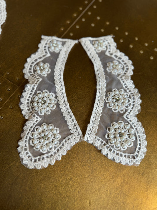 Peter Pan Collar, 2 Part Beaded Collar Neck, Cotton Collar, Vintage Style, Sew on, Clothing, Dresses, Art, Crafts, Neck Wear, Costumes