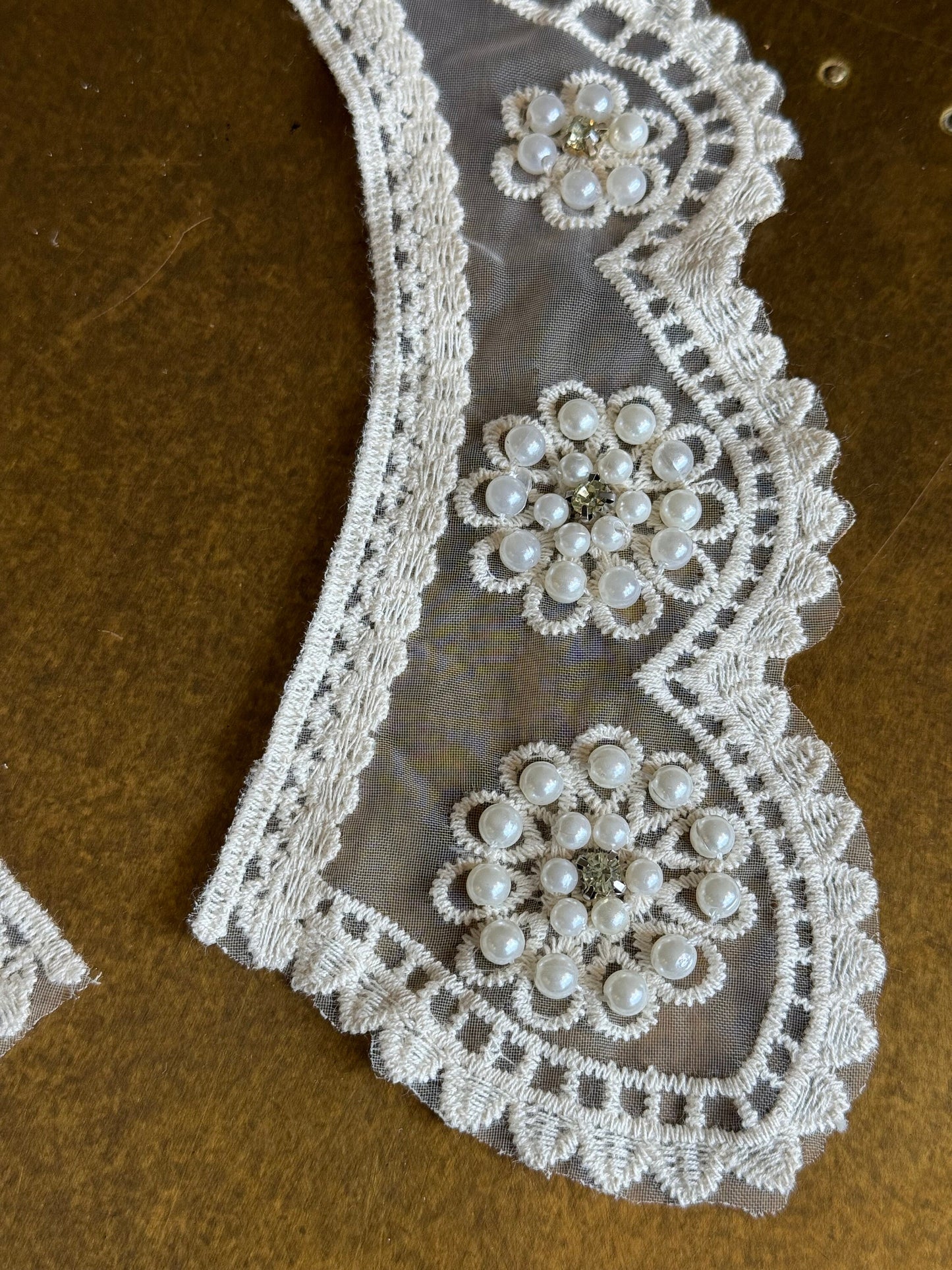 Peter Pan Collar, 2 Part Beaded Collar Neck, Cotton Collar, Vintage Style, Sew on, Clothing, Dresses, Art, Crafts, Neck Wear, Costumes