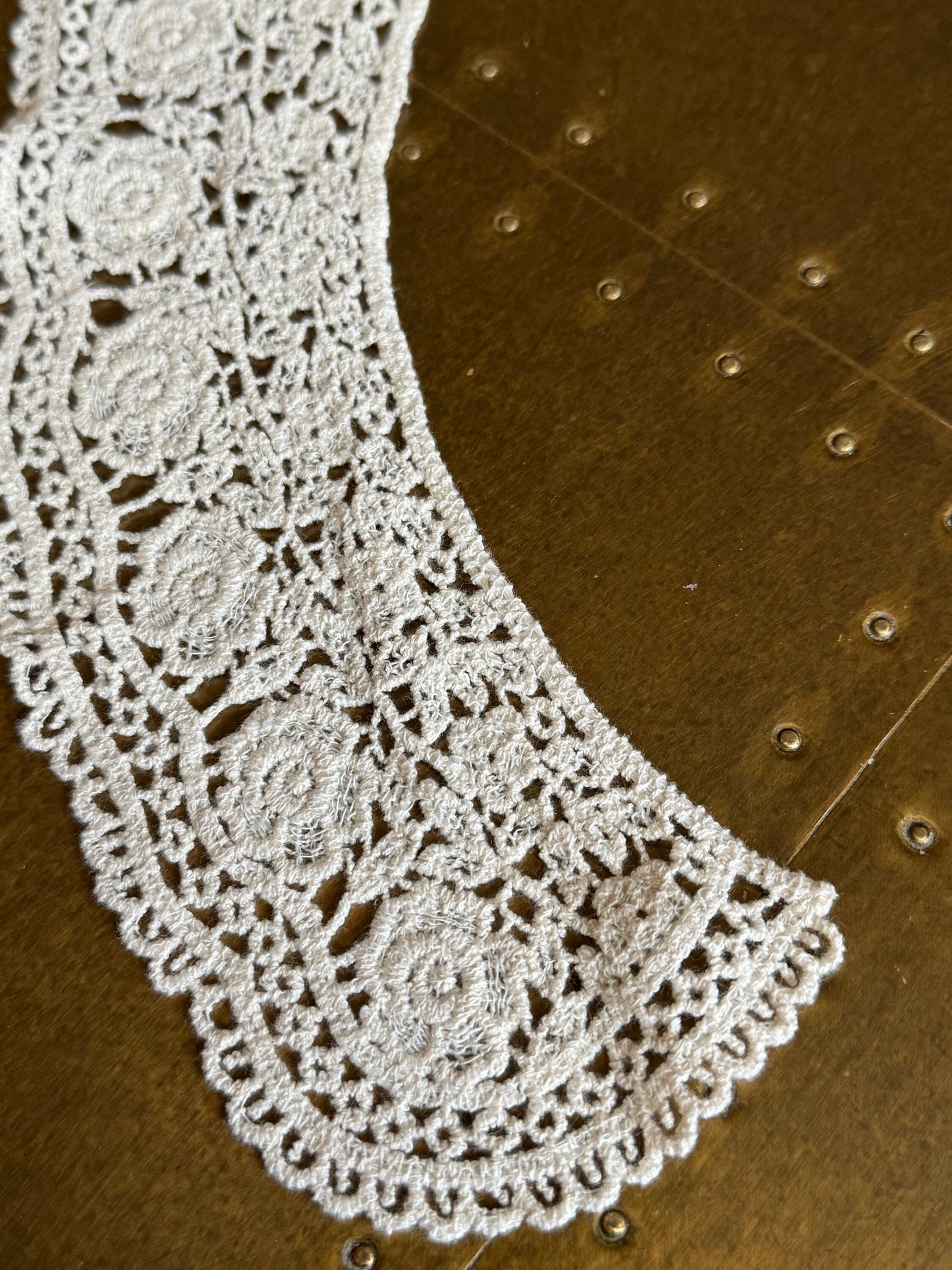 Peter Pan Collar, Neck trimming, Cotton Collar, Vintage Style, Sew on, Clothing, Dresses, Art, Crafts, Neck Wear, Ecru Collar