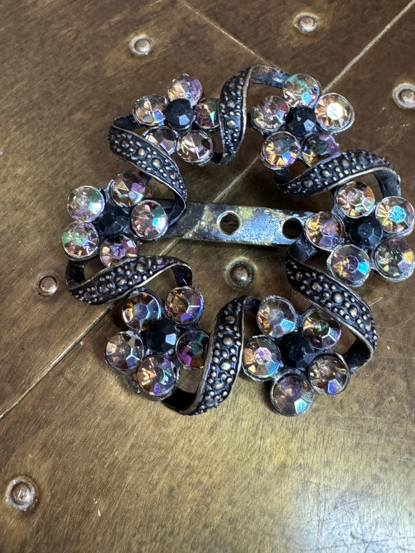 Rhinestone Brooch, Brooch, Diamanté Brooch, Antique Brass, Gunmetal, Jewel Brooch, Gift, Quality Brooch, 2” Brooch