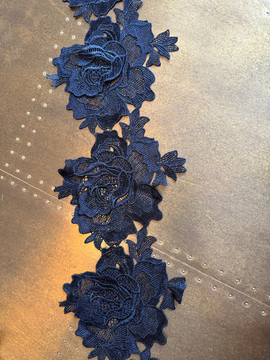 7” Wide Flower Leaf Lace Trim, Black Lace, Soft Lace, 3D Wide Lace, Quality Lace, Dresses, Clothing, Craft Lace, Tops, Dresses