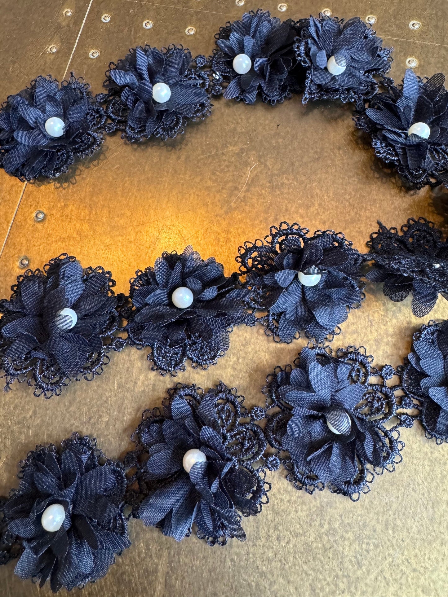 Rose Trim, 3D Pearl Rose Tape, Sew on, Roses, Black, Rose Tape, Haberdashery, Sewing, Crafts, Floral Tape