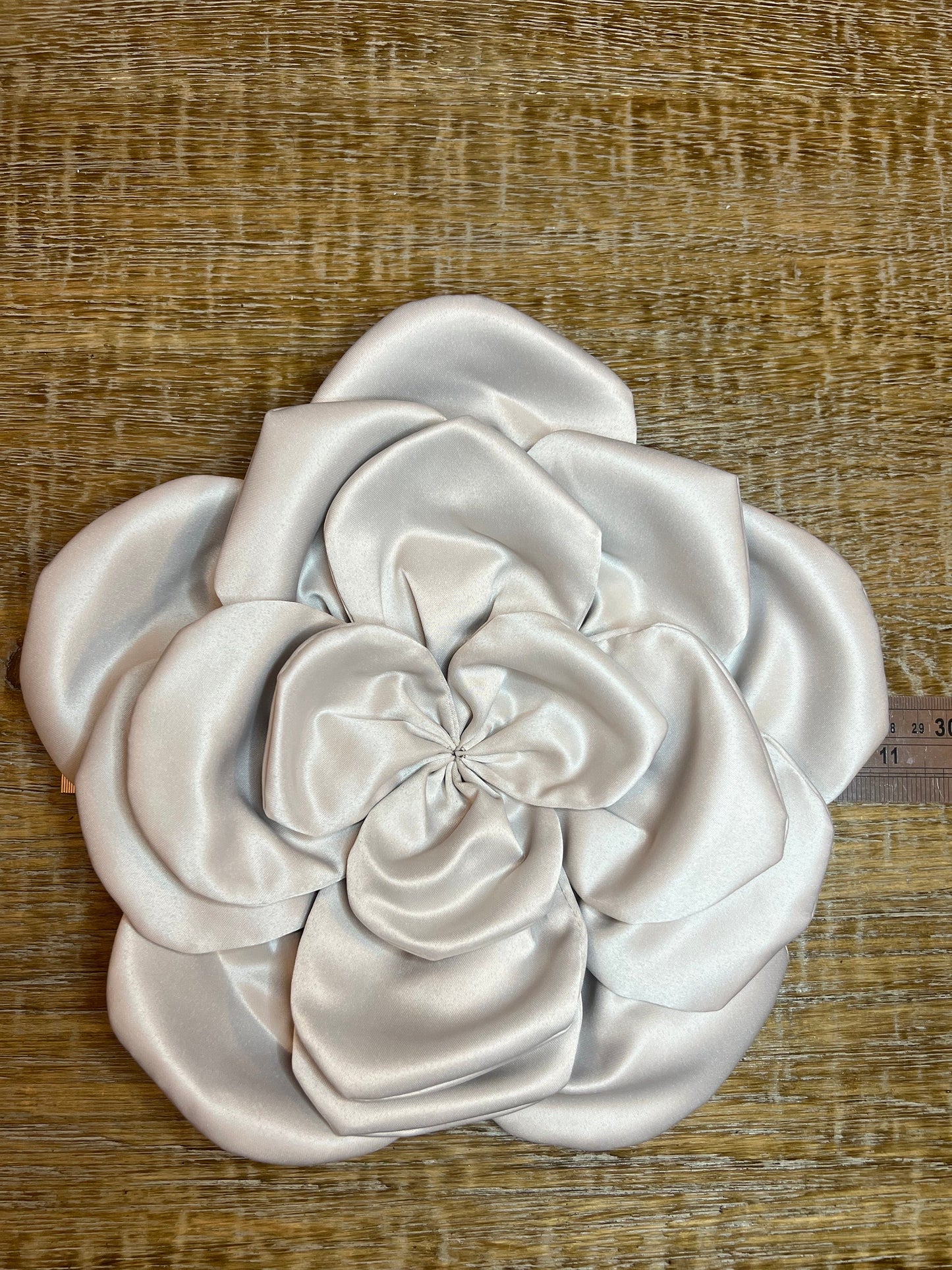Oversized Grey Satin Corsage, Handmade Flower Pin, 11" wide 9 Colours