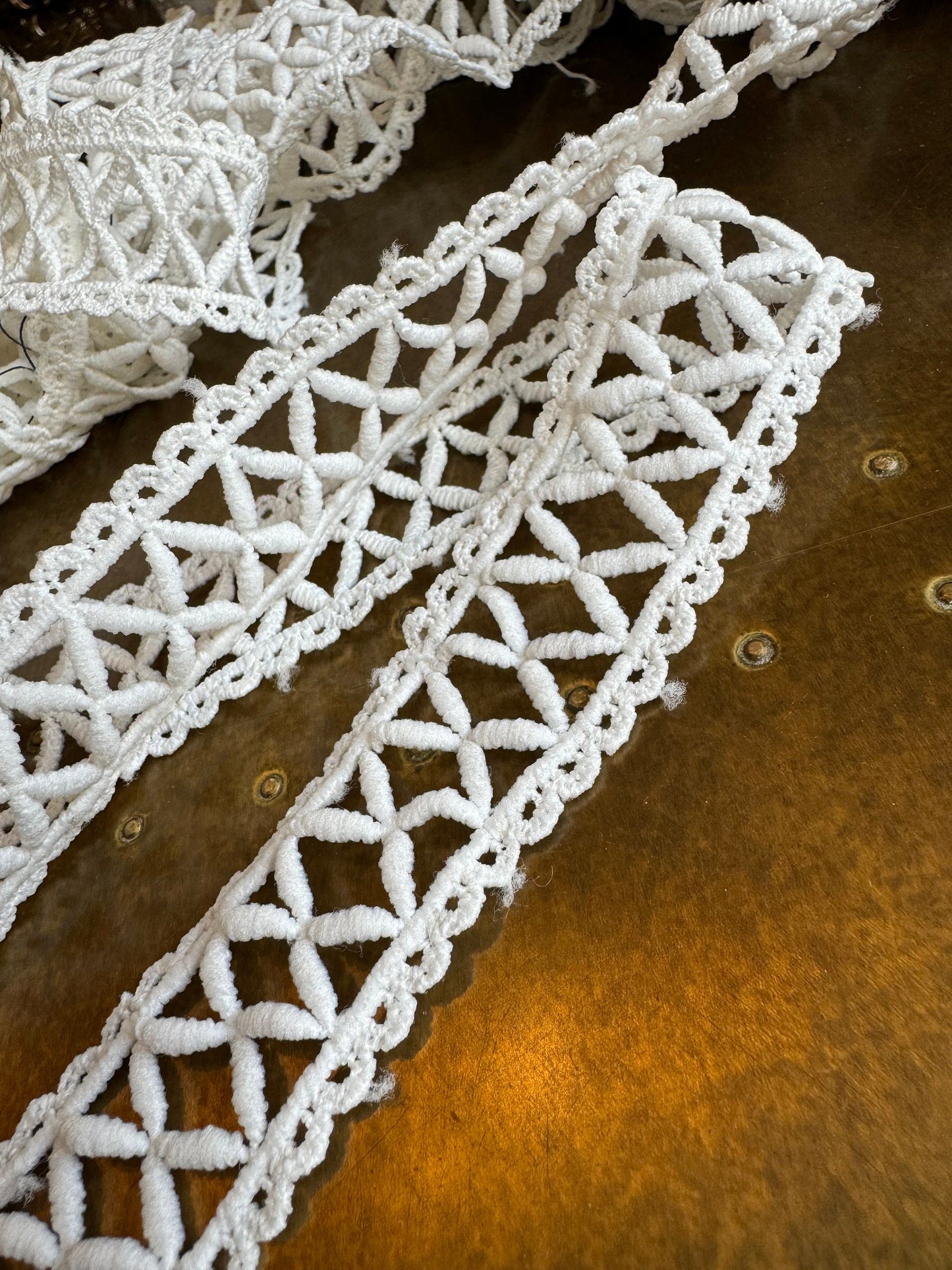 1 1/4” Wide Ivory Criss Cross Lace Trim