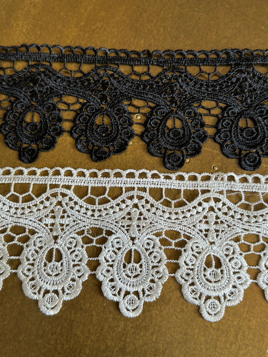 3.5” Wide Column Lace Trim, Black, Ivory Lace, Soft Lace, 9cm Wide, Quality Lace, Bridal, Dresses, Clothing, Craft Lace, Tops, Dresses