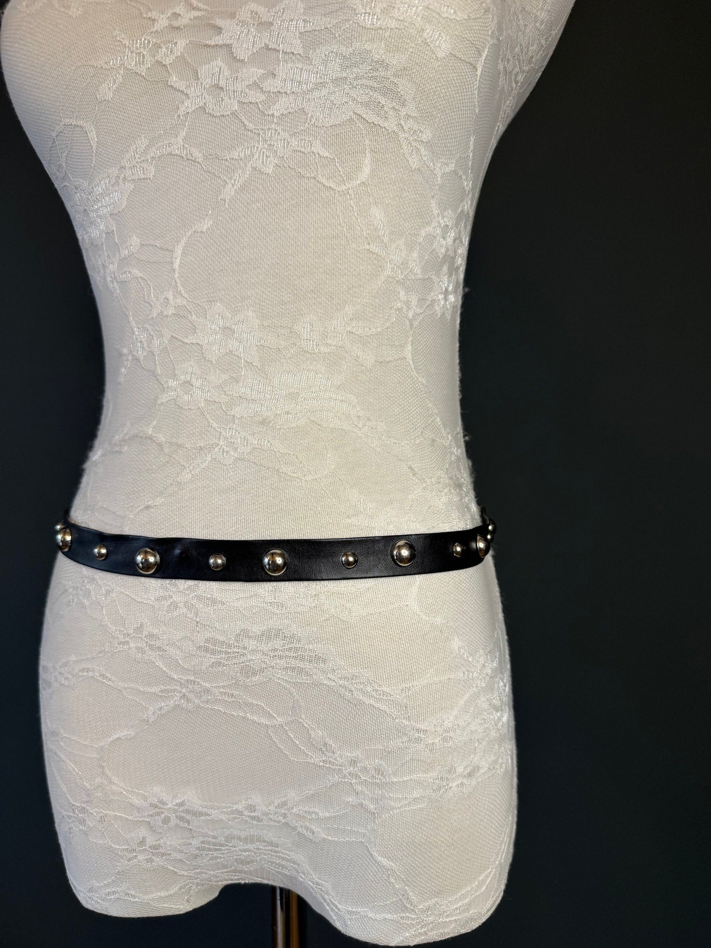 X-long Belt, Black Faux Leather Silver Studed Belt, Vegan Belt, Fashion Belt, Festvial, 3/4” Wide, Teen Sizes, 18”-60” sizes, FAN Design