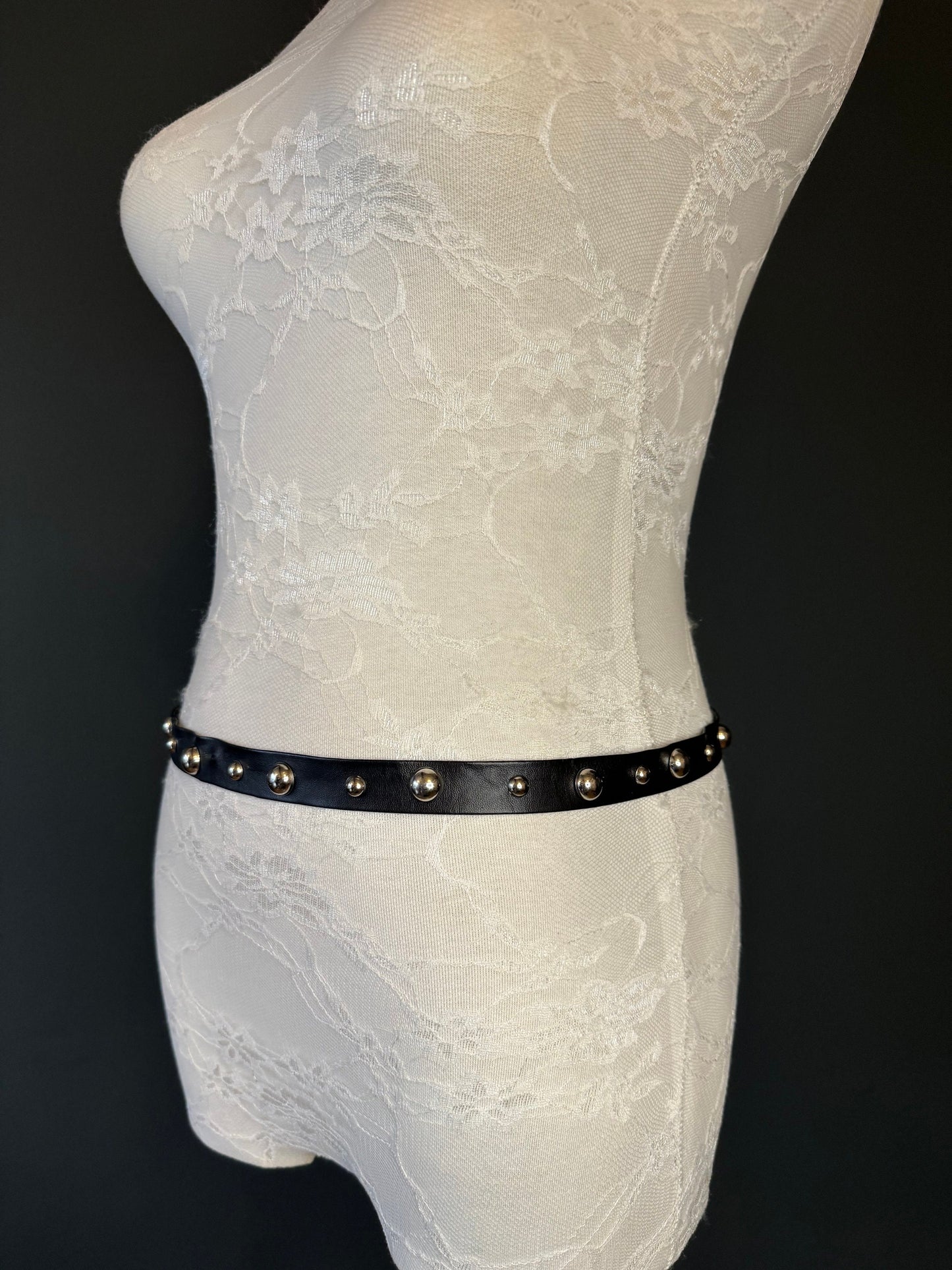 X-long Belt, Black Faux Leather Silver Studed Belt, Vegan Belt, Fashion Belt, Festvial, 3/4” Wide, Teen Sizes, 18”-60” sizes, FAN Design