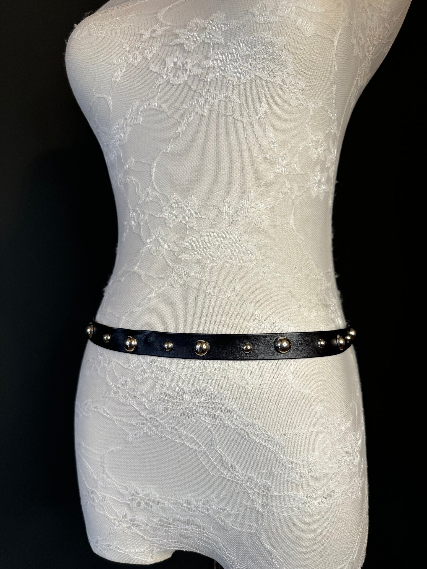 X-long Belt, Black Faux Leather Silver Studed Belt, Vegan Belt, Fashion Belt, Festvial, 3/4” Wide, Teen Sizes, 18”-60” sizes, FAN Design